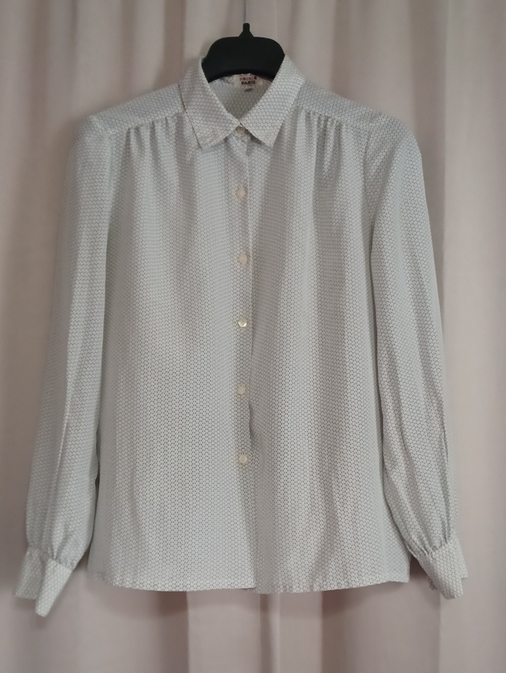 Rodier Paris Micro Print Button Down Blouse Made In France Size 44 Size 12 US